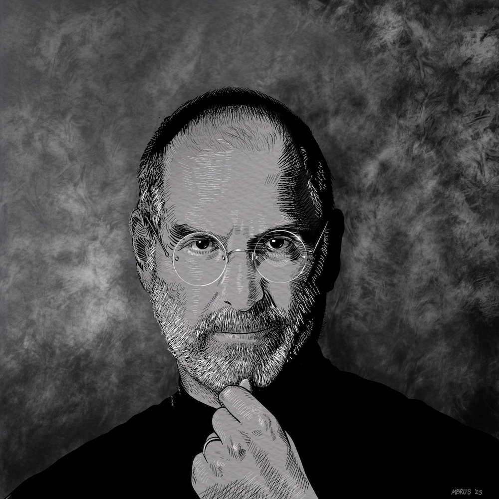 A pen & ink of Steve Jobs