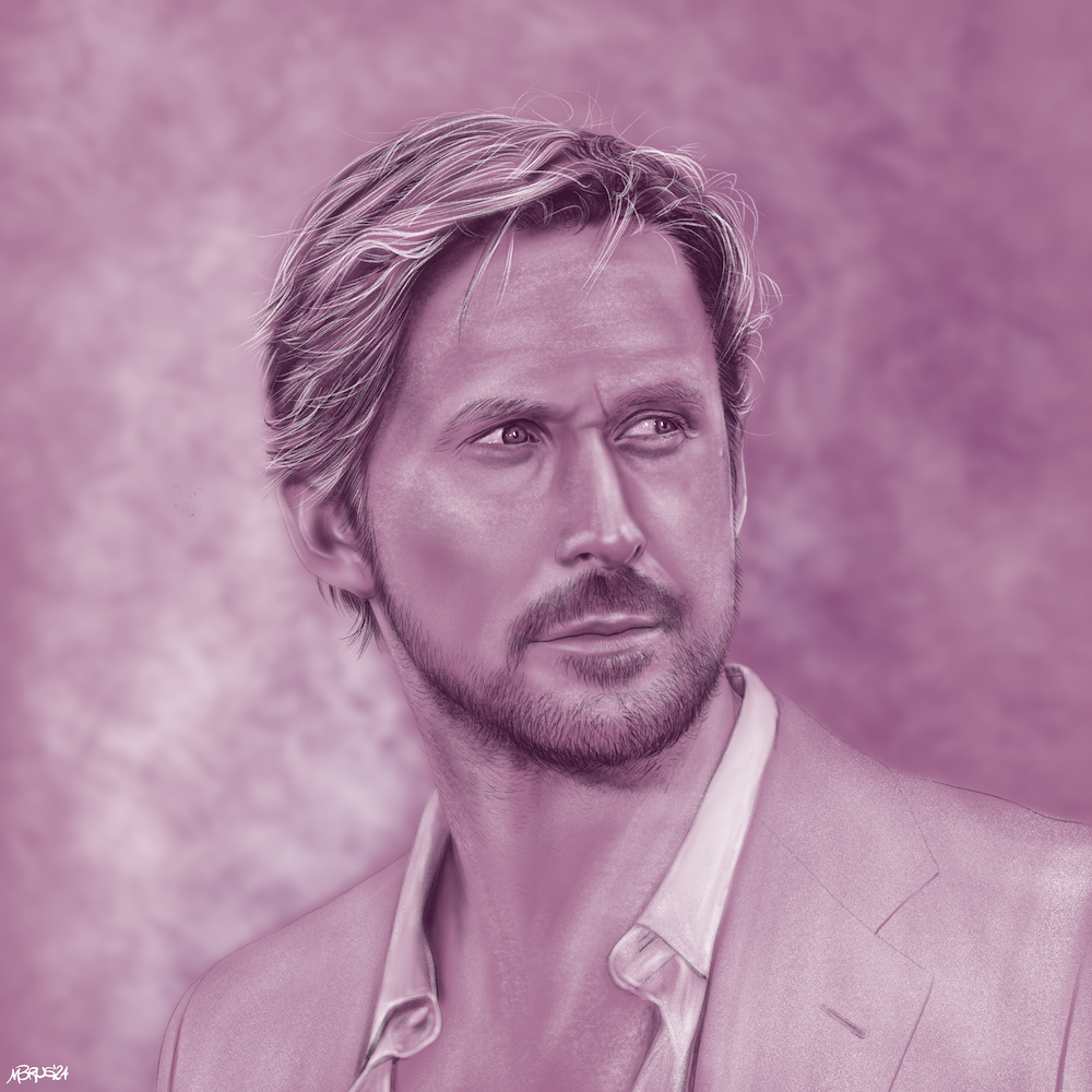 A colored Pencil drawing of Ryan Gosling